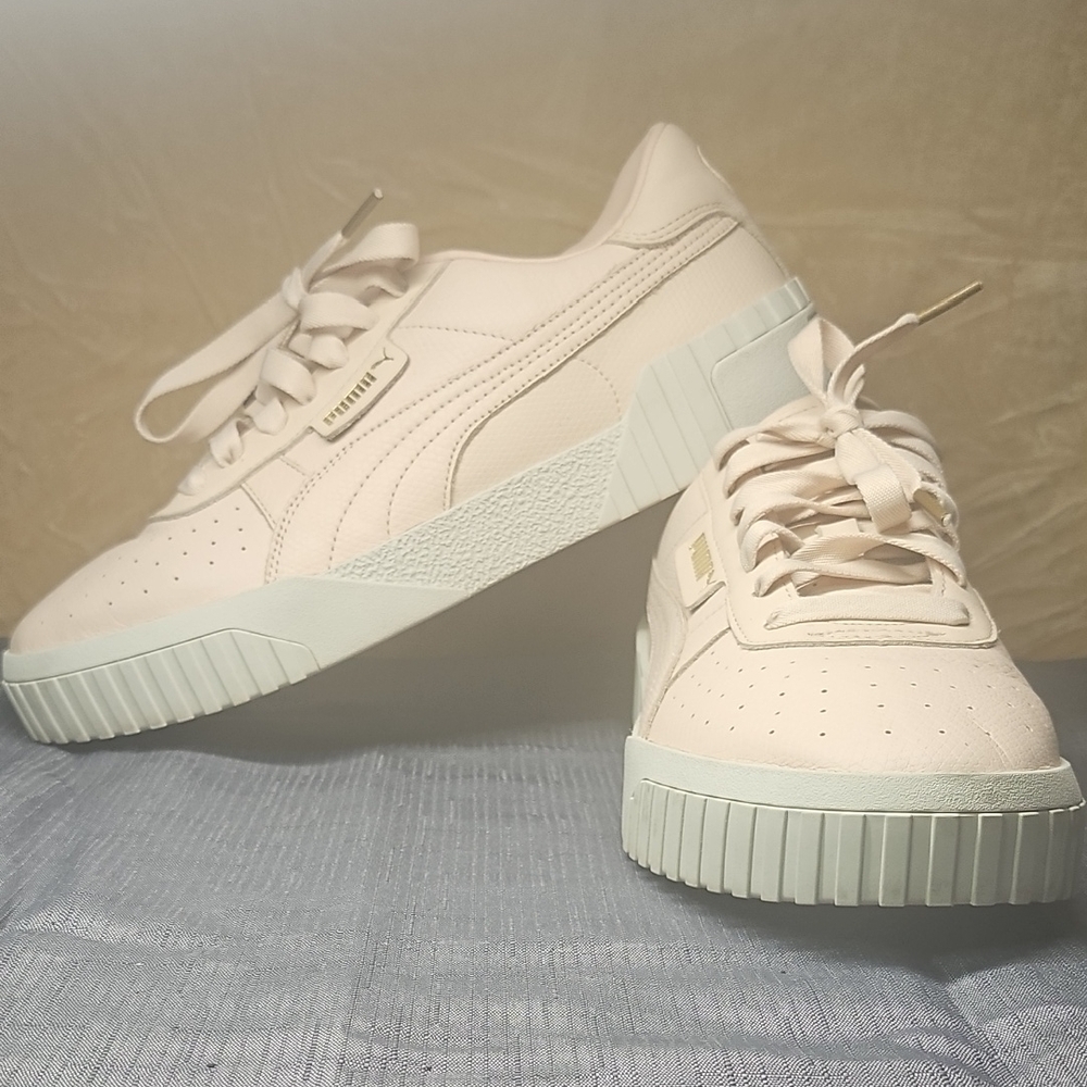 Puma Cream Platform Sneakers with Chunky Sole